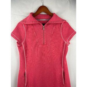 Tommy Bahama Womens S Pink Half-Zip Short Sleeve Tunic Dress